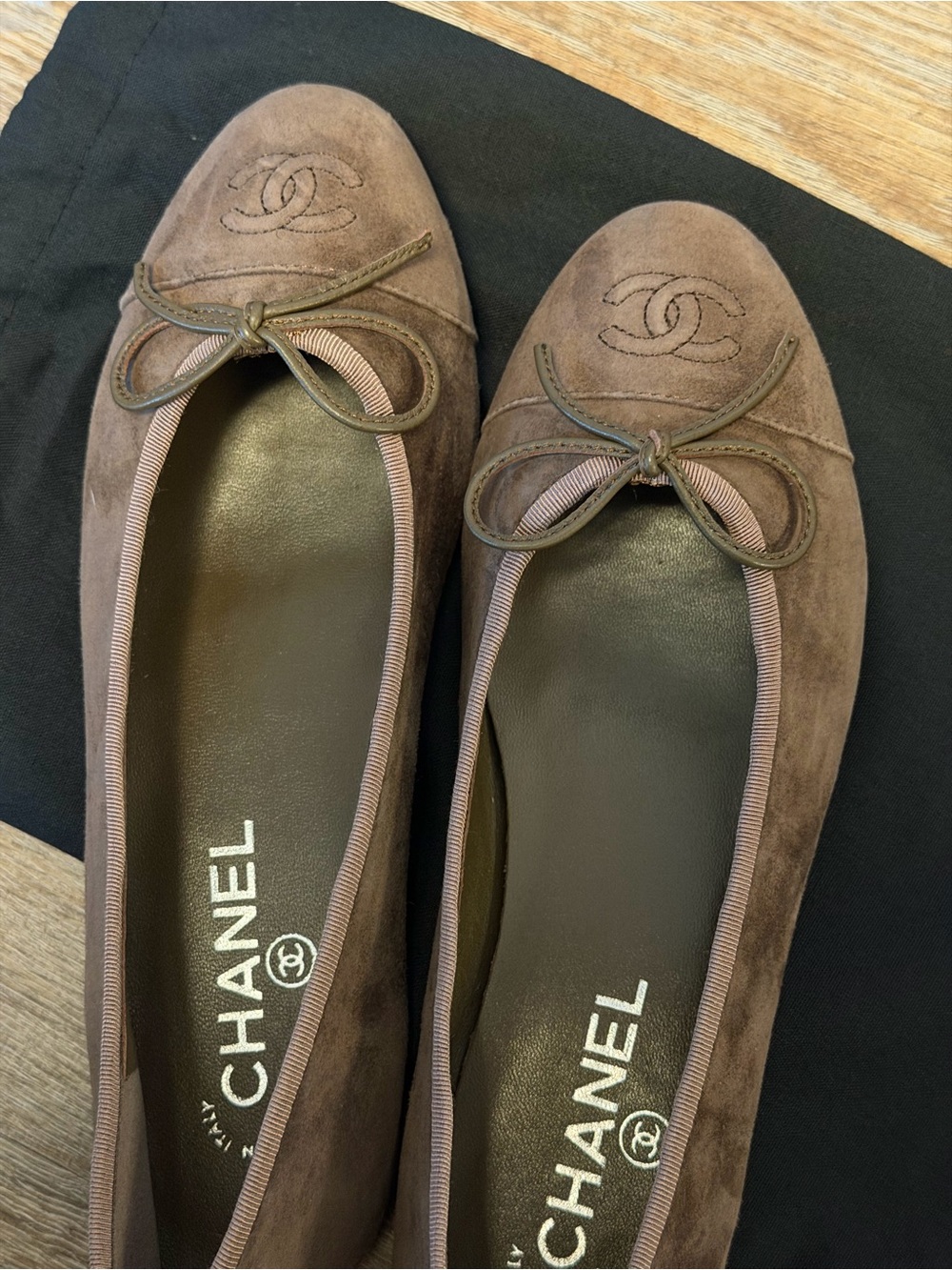 Taupe Suede Ballet Flats